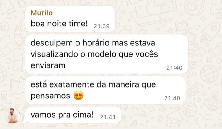 Depoimento real de cliente — conversa de WhatsApp